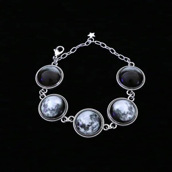 Moon Phase Bracelets - Glow in the Dark - Silver-tone