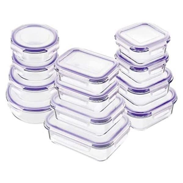 Bayco Glass Food Storage Containers with Purple Lids