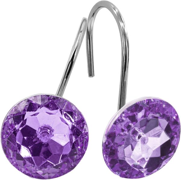 Purple Gem-Cut Curtain Hooks Set of 12