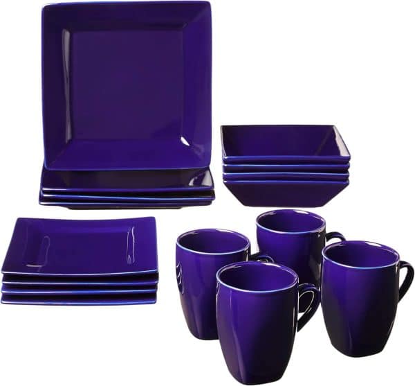 Square Dinnerware Set, 16pc, in Cobalt