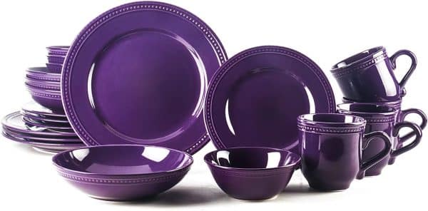 Purple Stoneware Dinnerware Set (20pc Set)