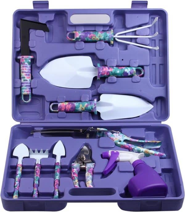 Purple Garden Tools Set with Carrying Case