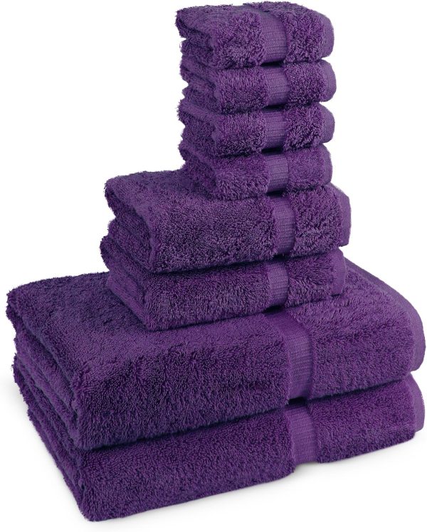 % 100 Cotton Turkish Luxury and Super Soft Towels - 2-Piece 27x54 Bath Towels - 2-Piece 16x30 inches Hand Towels - 4-Piece 13x13 inches Washcloths - Bathroom Towel Sets