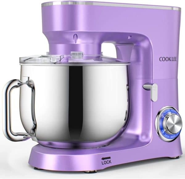 Lavender COOKLEE Stand Mixer, 9.5 Qt. 10-Speed with Attachments