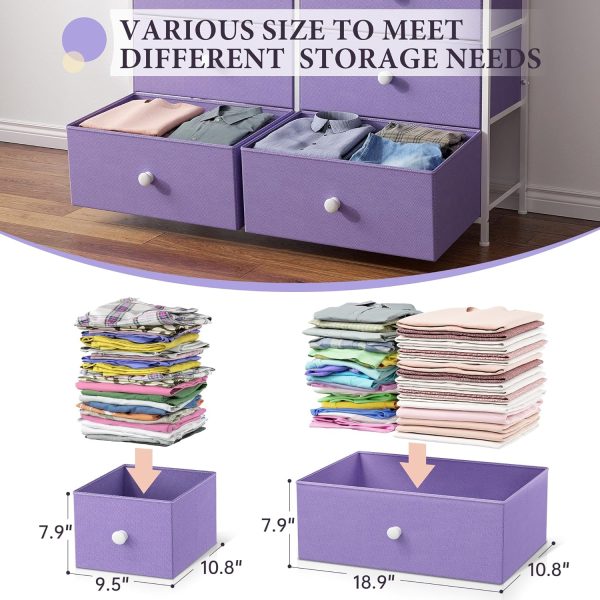 EnHomee Purple Dresser for Bedroom with 12 Fabric Drawers Chest of Drawers for Bedroom, Closet, Linging Room, Hallway, Wooden Top & Sturdy Frame, Purple